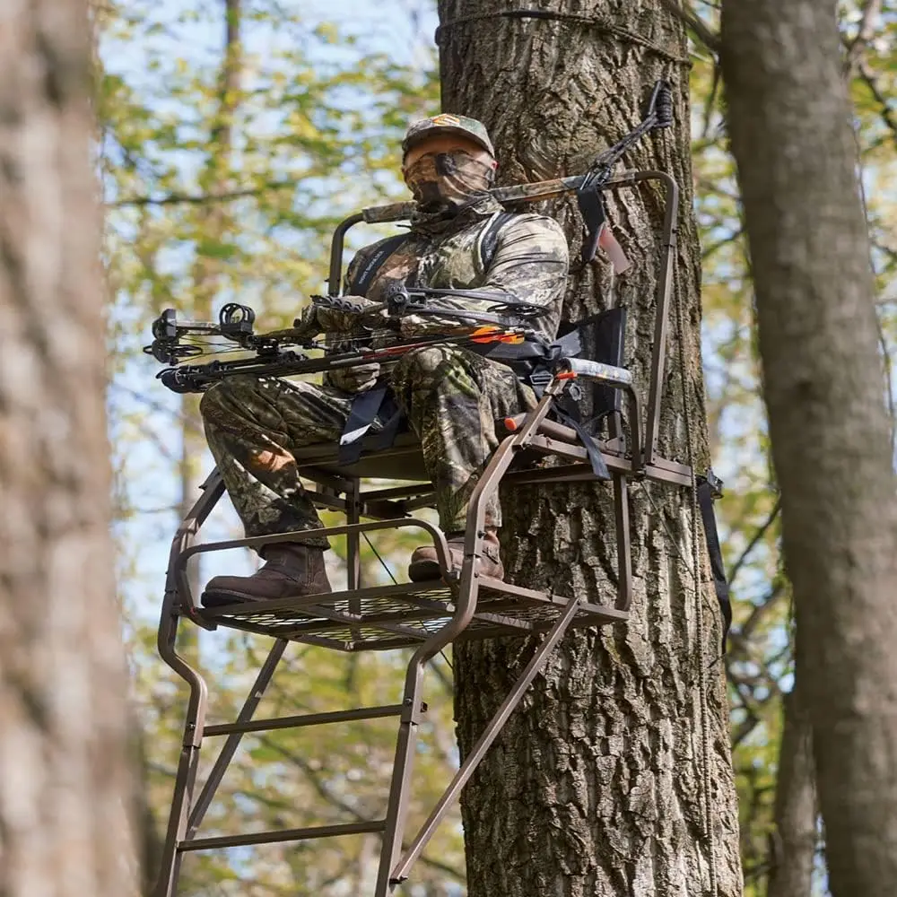 Ultra Comfort 18' Ladder Tree Stand for Hunting Climbing Hunt Seat, Hunting Gear Equipment Accessories 2