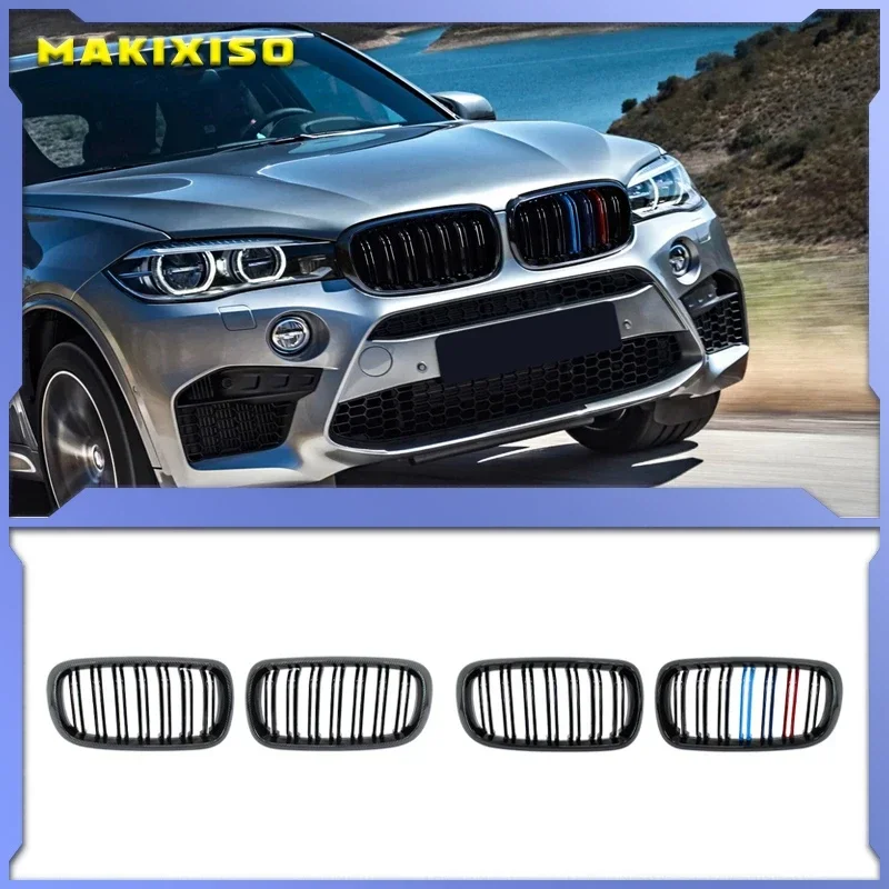 

New Look Car Grille Grill Front Kidney Glossy 2 Line Double Slat For BMW X5 F15 X6 F16 X5M F85 X6M F86 Car Accessories