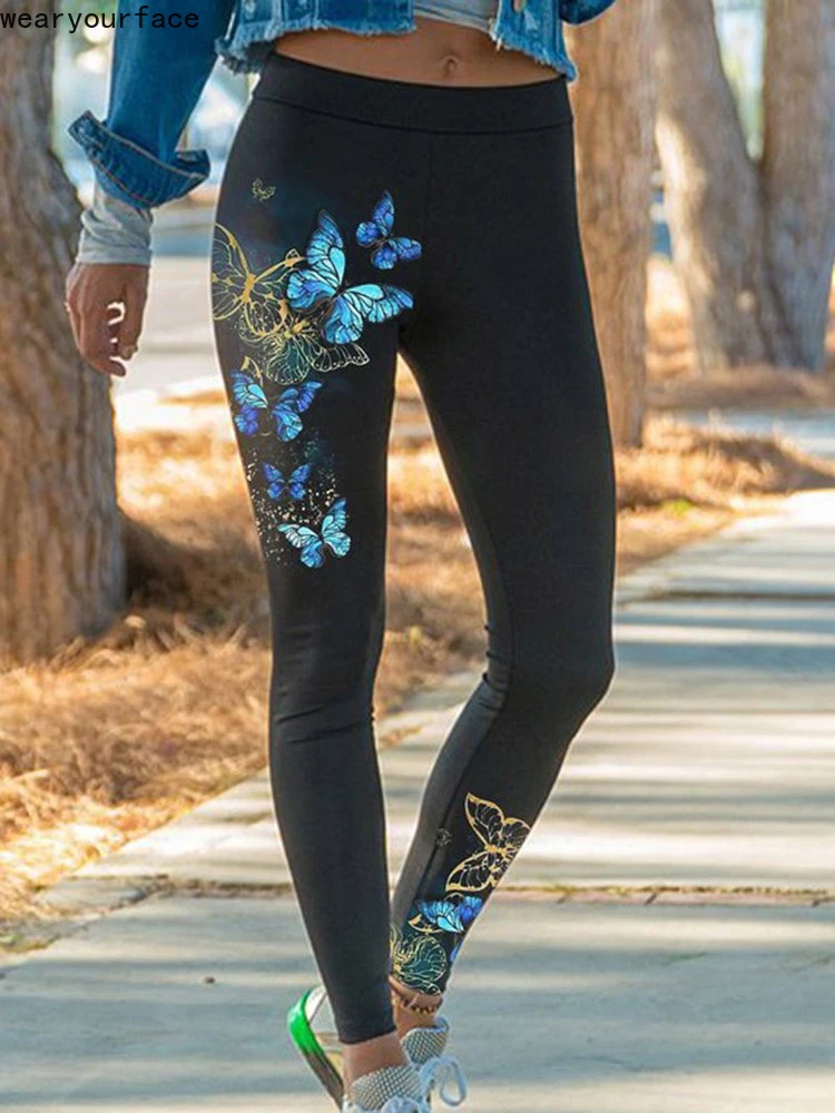 Florals Butterfly Leopard Gym Yoga Legging 3D All Over Print Sexy Casual Streetwear US Size Fitness Elastic Women Girl Clothing