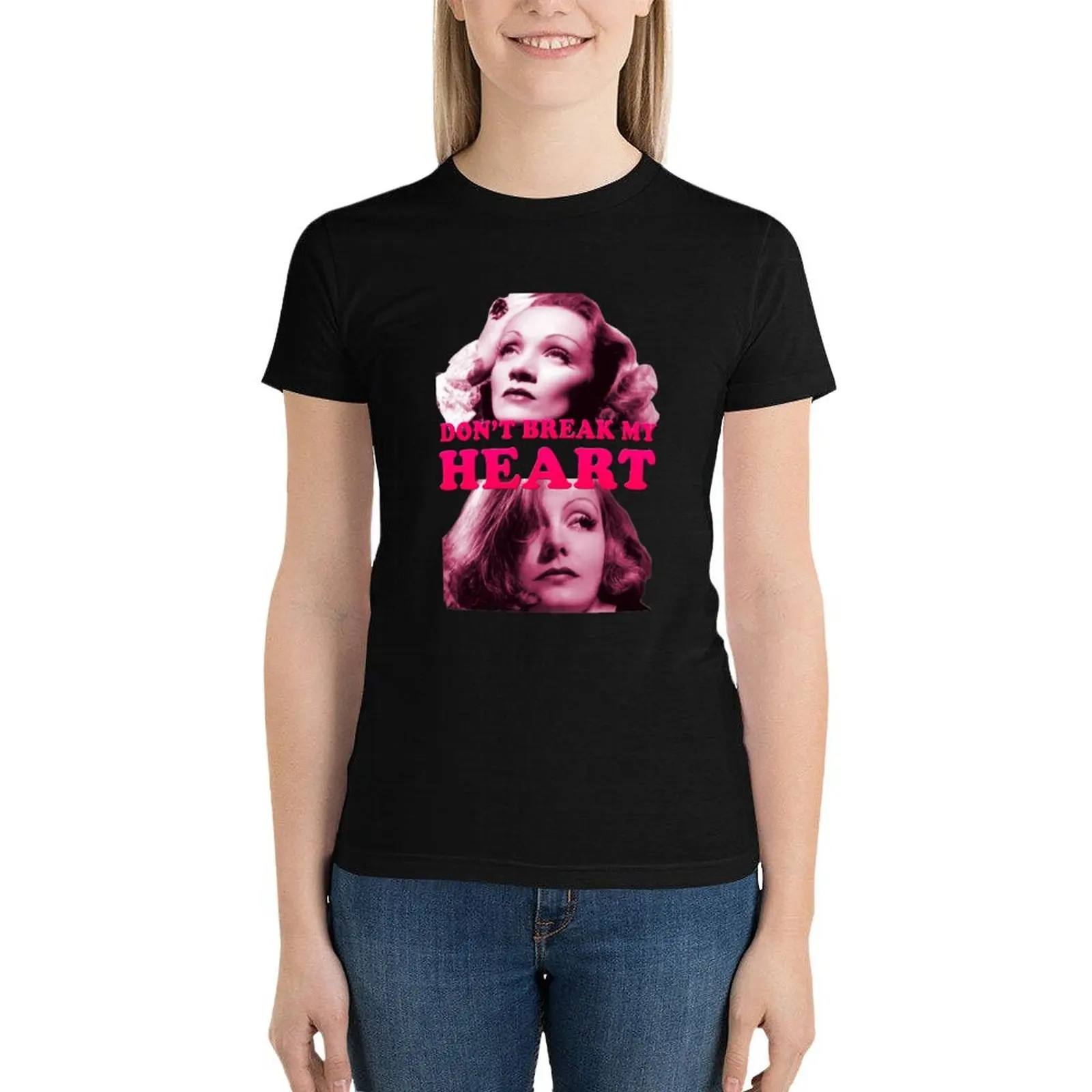 

GRETA AND MARLENE, DO NOT BREAK MY HEART T-Shirt female cute tops summer top Women's cotton t-shirt