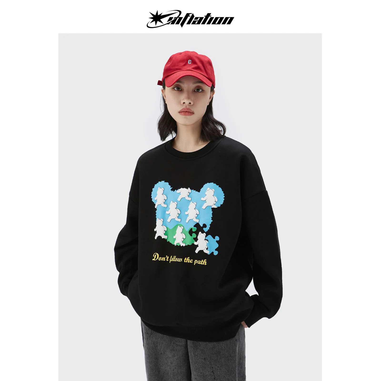 

INFLATION Brand Design Winter Thermal Sweatshirts Uniex Funny Graphic Crewneck Sweatshirts PZ4125W21