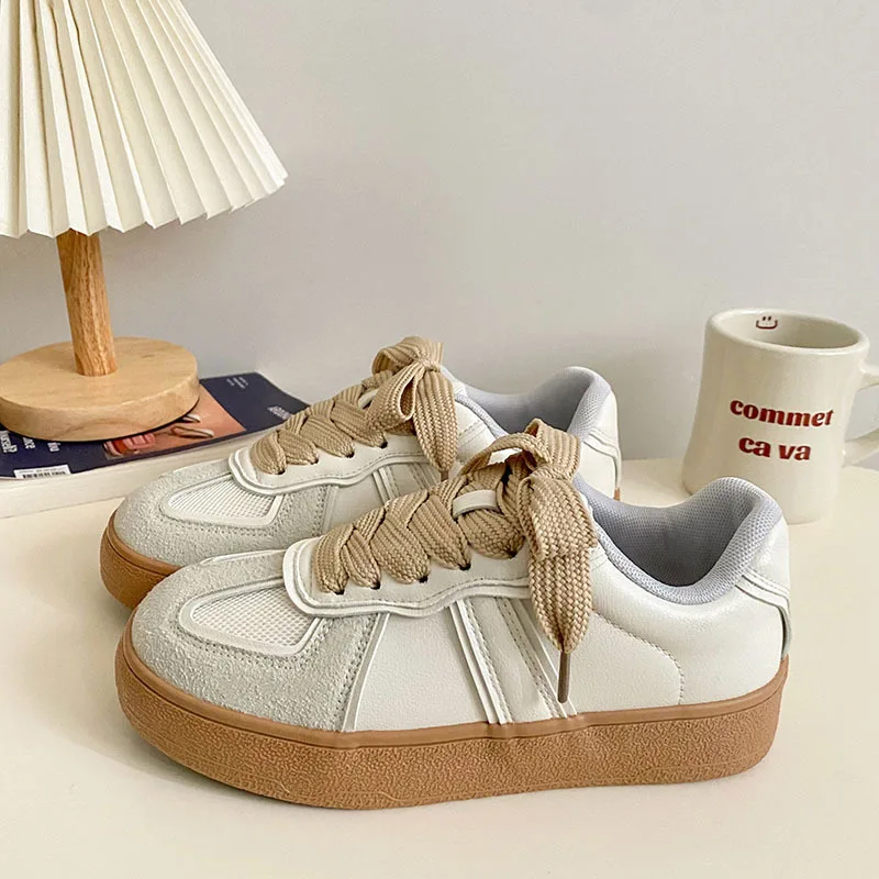 Women Shoes Thick Soled Cotton Board Shoes Autumn/Winter Vintage Plush Casual Sports Shoes Lace Up Warm Women Shoes 24-112