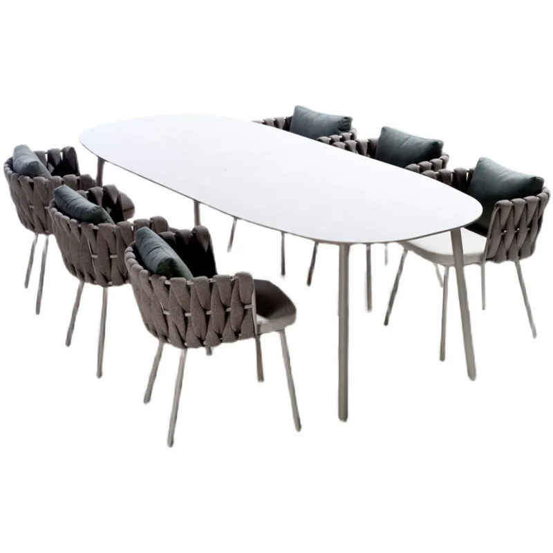 

Outdoor tables and chairs, waterproof, sunscreen, rattan woven chairs, long tables, rattan chairs, combination of outdoor chairs