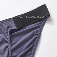 Slip en soie glacée pour hommes, sous-vêtements masculins, culotte à large ceinture, Sexy, pochette en U, dos froissé, Bikini, Slip Hombre, Lingerie exotique respirante 3