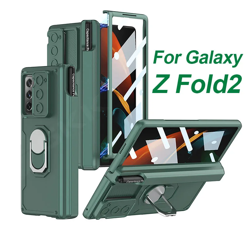 

GKK Магнитный чехол для объектива с шарниром для Samsung Galaxy Z Fold 2 Передняя стеклянная пленка держатель кольца жесткий чехол для Galaxy Z Fold2 чехол