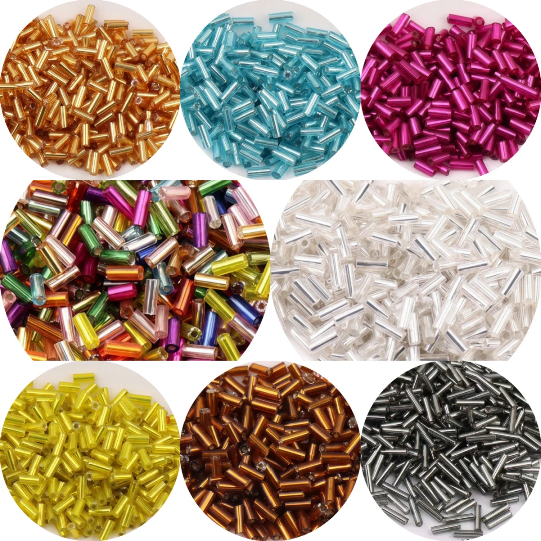 Premium Silver Core Glass Tube Beads for DIY Embroidery and Crafts