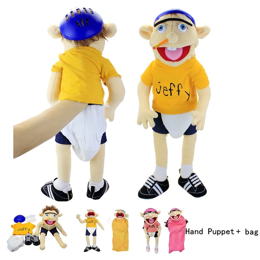 

New Large Jeffy Boy Hand Puppet Christmas Doll Boy Girl Cartoon Feebee Hand Puppet Soft Doll Plush Toys Talk Show Party Props