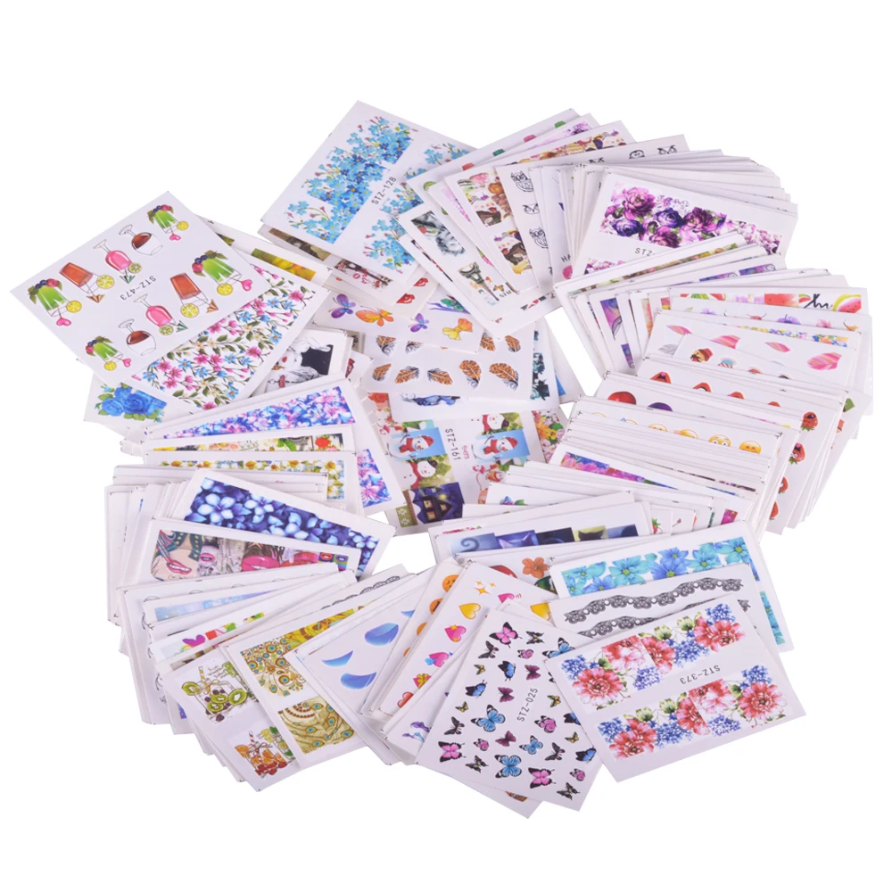 200PCS-Mixed-Water-Sticker-Nail-Art-Decorations-Mixed-Flower-Cartoon ...
