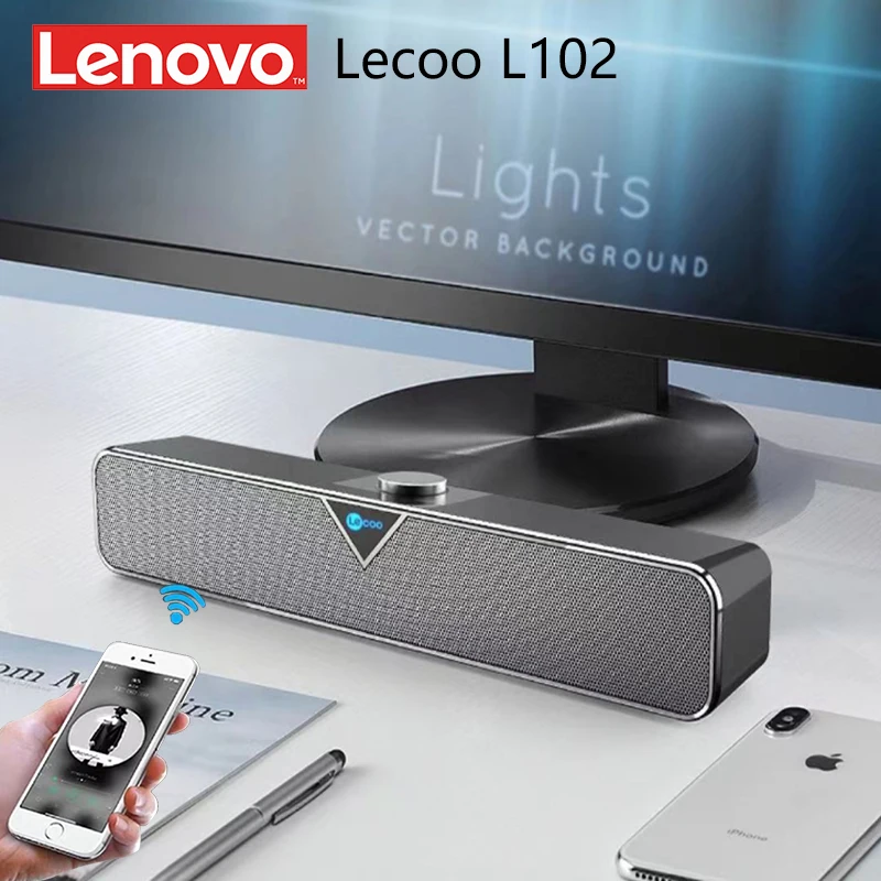 Original Lenovo Lecoo L102 TV Sound Bar 3.5mm Aux Desktop Stereo Speaker Wired Home Surround For PC Theater TV Music Loudspeaker computer loudspeaker soundbar speakers tv speakers speaker units