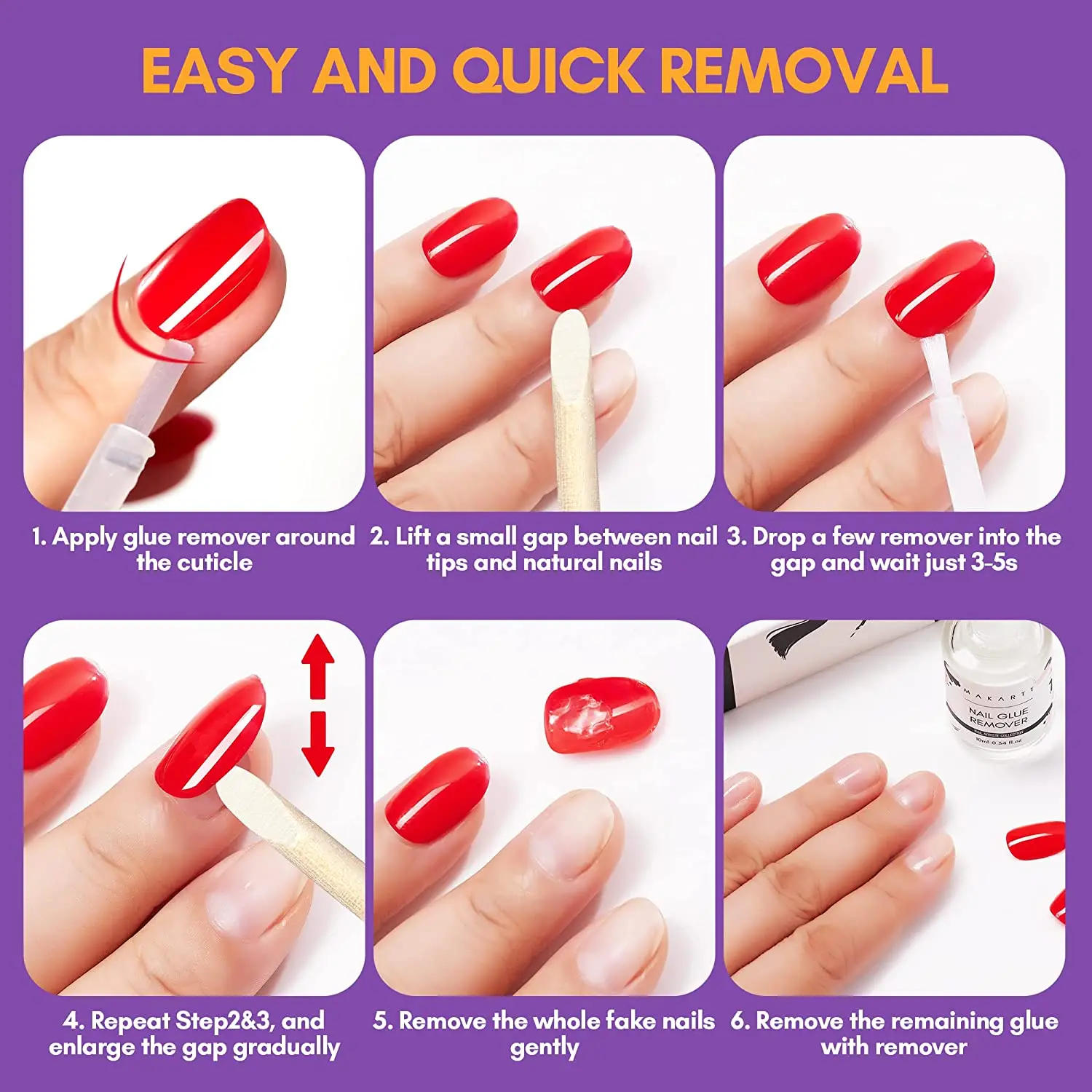 Nail Glue Remover Glue Off for False Nails , Makartt Press ON Nails Glue Remover Fake Nail Adhesives Remover Nail Glue Debonder 5