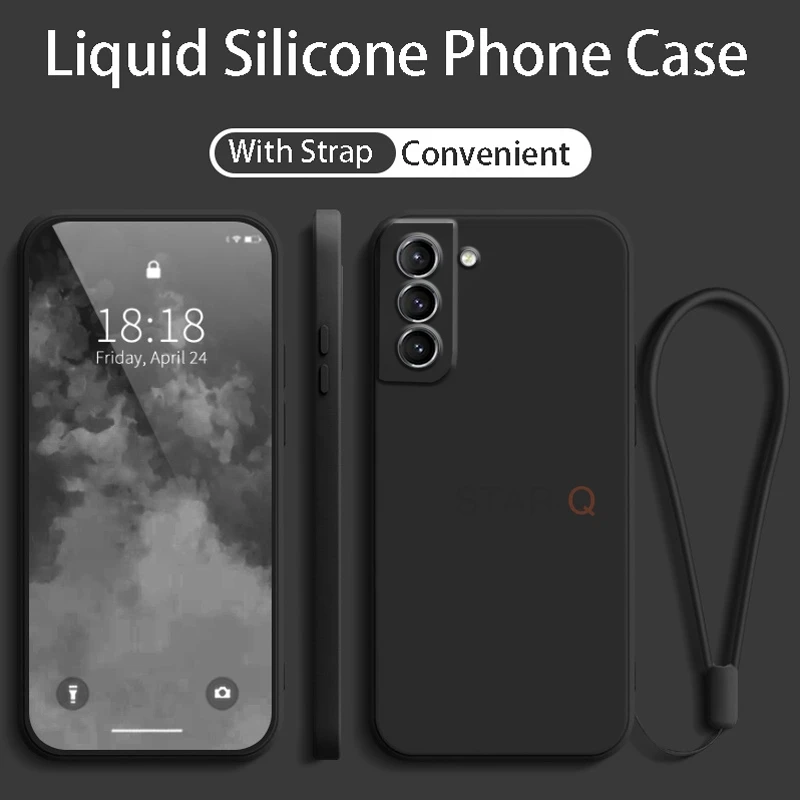 Liquid Silicone Phone Case with Soft Lanyard - Original Strap Design