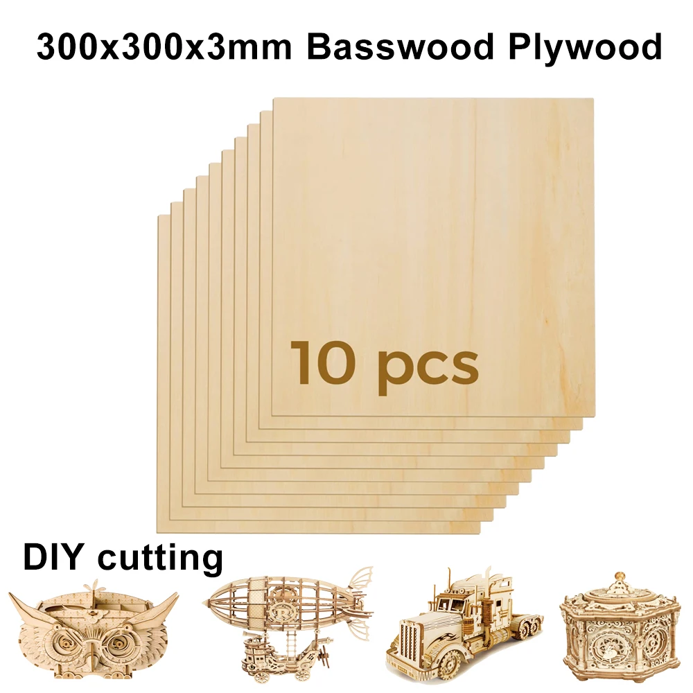 Wood Sheets 300x300x3mm Lightweight Craft Plywood Basswood For Laser Cutting Engraving DIY