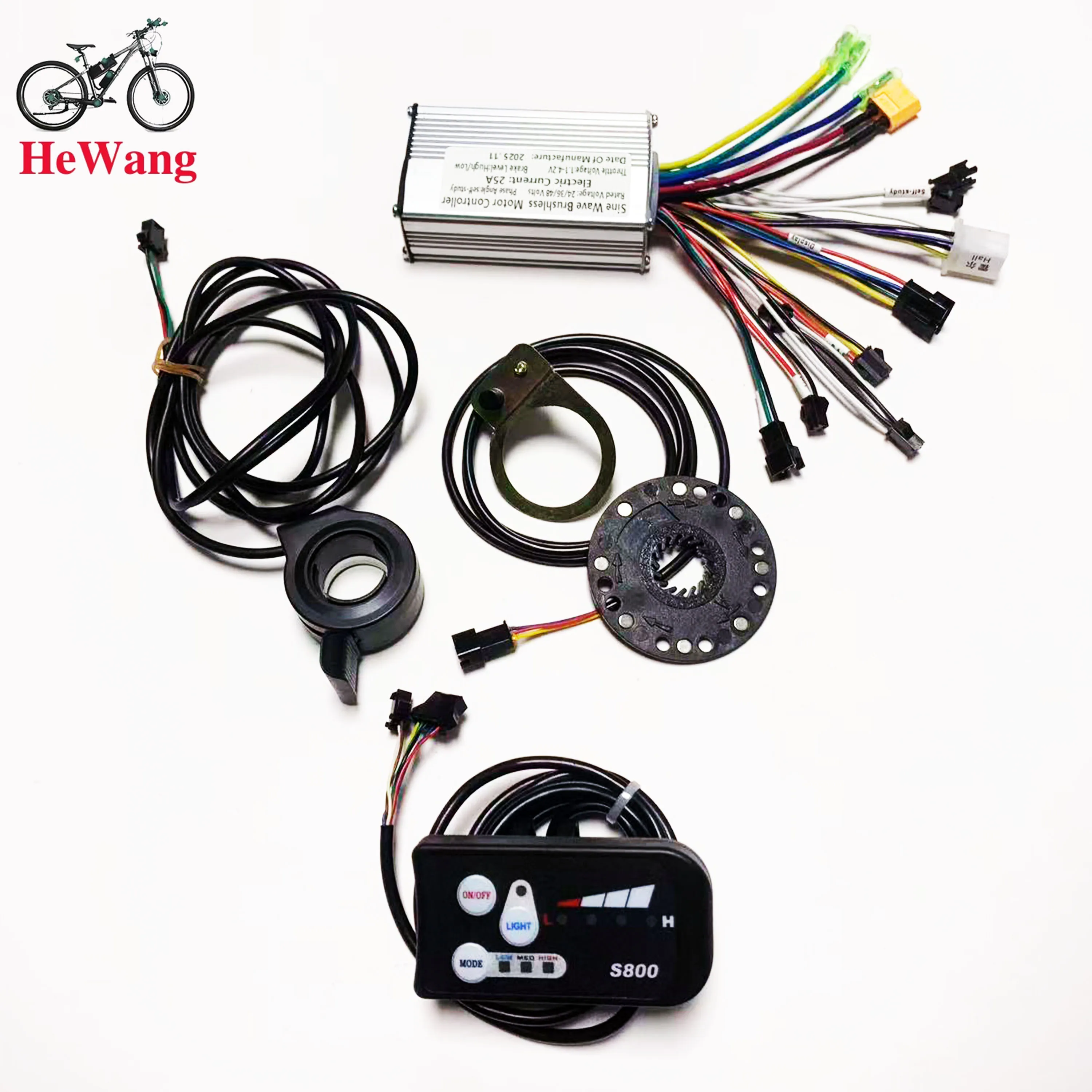 24V/36V/48V Electric bike kit: 25A sine wave controller with LED S800 instrument