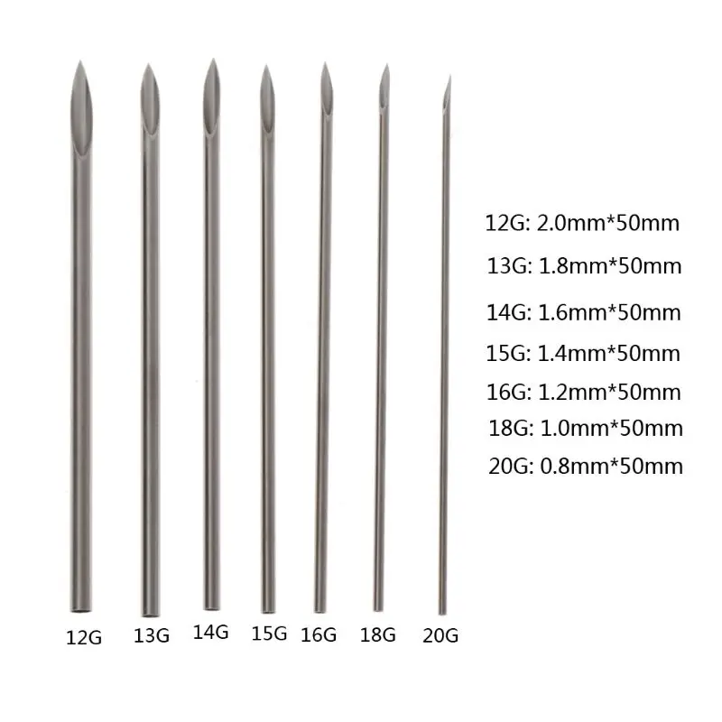

10pcs Stainless Steel Body Piercing Needle Sizes 12g 13g 14g 15g 16g 18g 20g 97QE