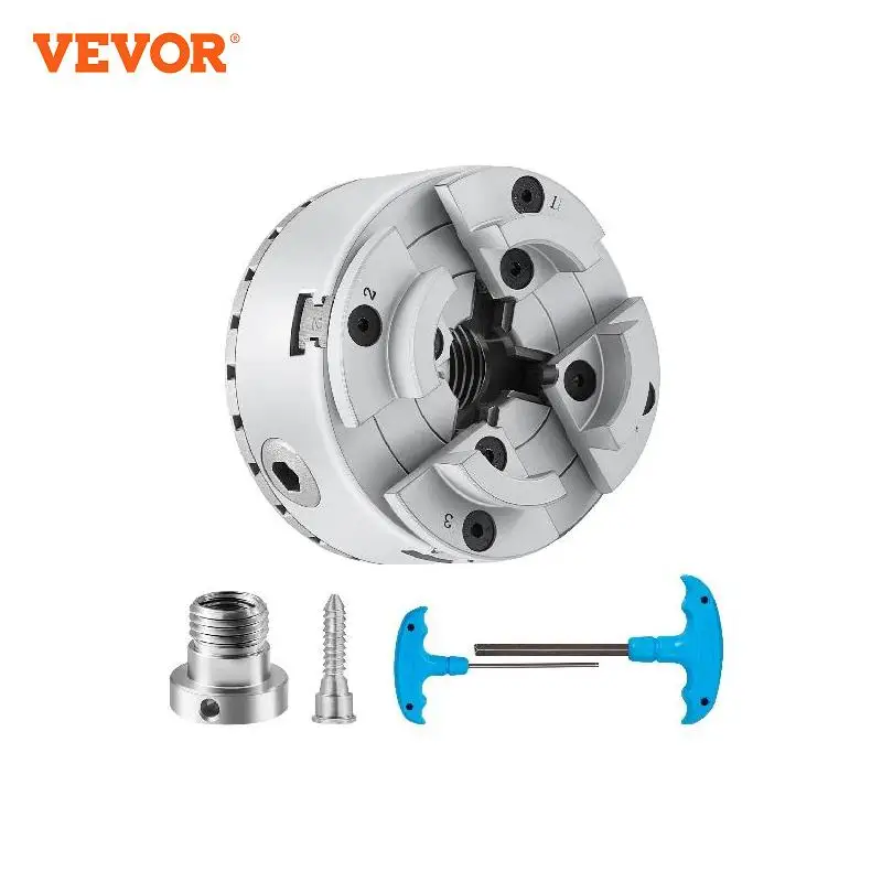 VEVOR KP2-3/4 Lathe Chuck, 4-Jaw 2.75 Diameter, Metal Lathe Chuck Turning Machine Accessories, Self-centering Tool, for Lathe eu free vat manual chuck four 4 jaw self centering chuck k12 100mm 4 jaw chuck machine tool lathe chuck