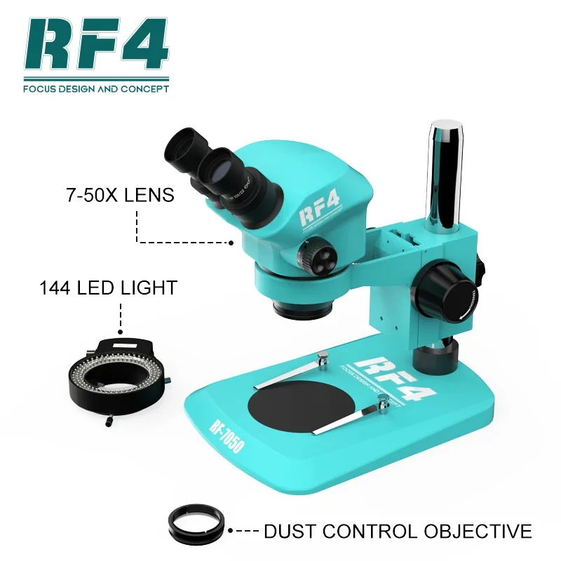 Rf4 7-50X Ossservione A Ingrandimento Continuo Bga Saldatura Gioielli Binoculare Zoom Stereo Microscopio Rf7050