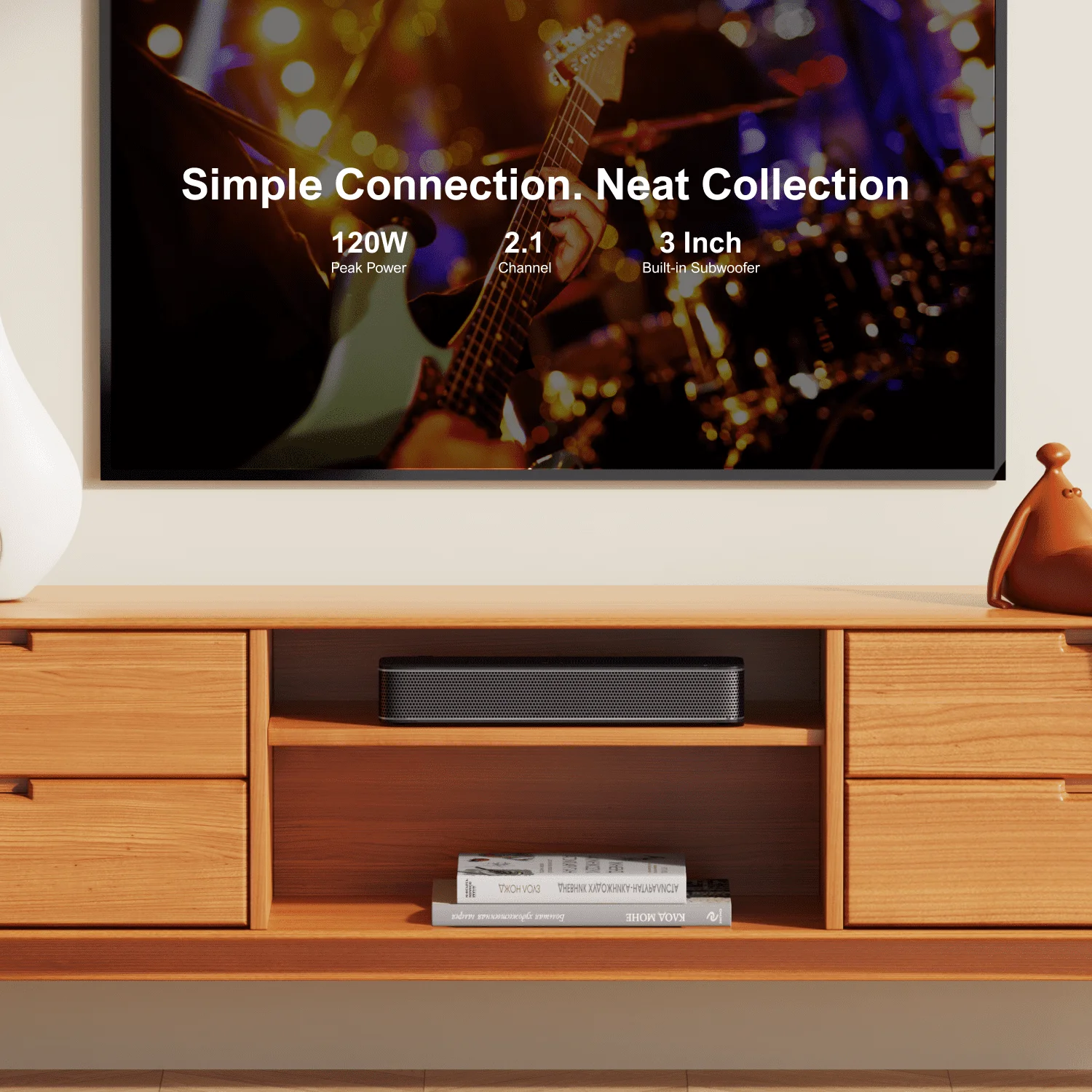 ULTIMEA 120W 2.1ch Soundbar for TV, All-in-One PC Soundbar, Built-in Subwoofer, APP Control, Bluetooth 5.3 TV Sound Bar Speakers 3