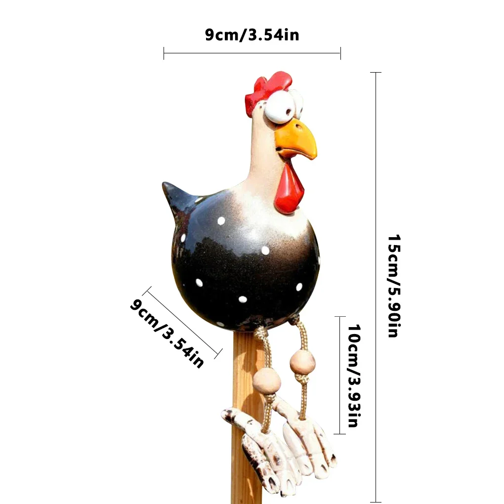 Chicken Resin Statue funny big eyed chicken long foot resin crafts statues wooden stake garden fence art supplies