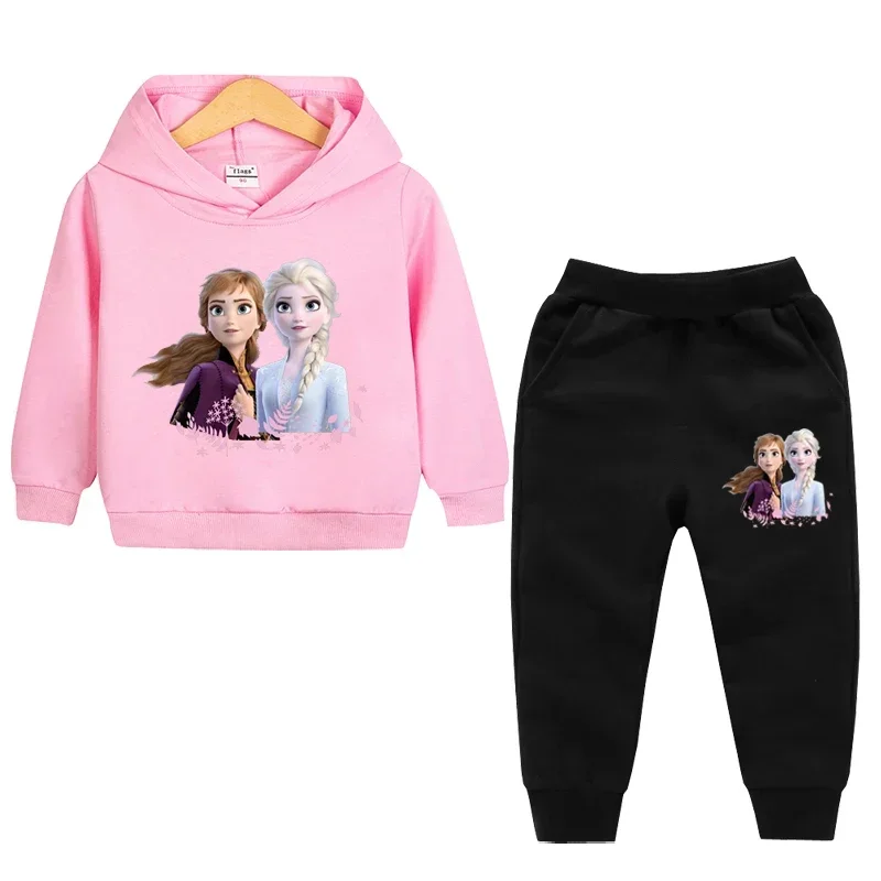 thumbnail image 1 of Ropa de primavera para niños, suéter de manga larga con capucha y pantalón de Frozen Elsa para niñas, conjuntos de 2 piezas, ropa para niñas pequeñas, 1 of 5