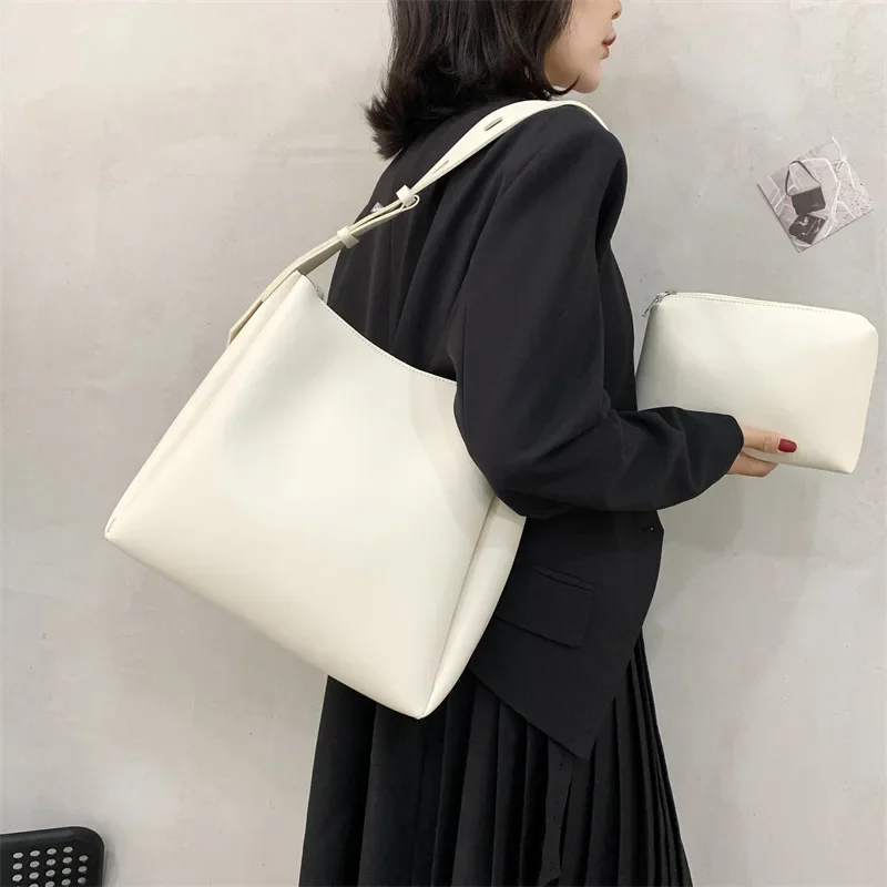 Fashion Leather Tote Bag for Women 2026 Trends Female Simple Large High Capacity Shoulder Side Bag Handbags and Purses Women Bag