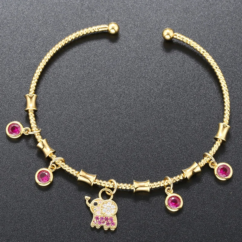 ZHUKOU candy charms bracelet for women Gold color romantic round charms bangles lady birthday gifts Man bracelet Jewelry VL338 bangle bracelet
