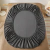 100% Cotton Fitted Bed Sheet with Elastic Band Solid Color Anti-slip Adjustable Mattress Cover for Single Double King Queen Bed 4