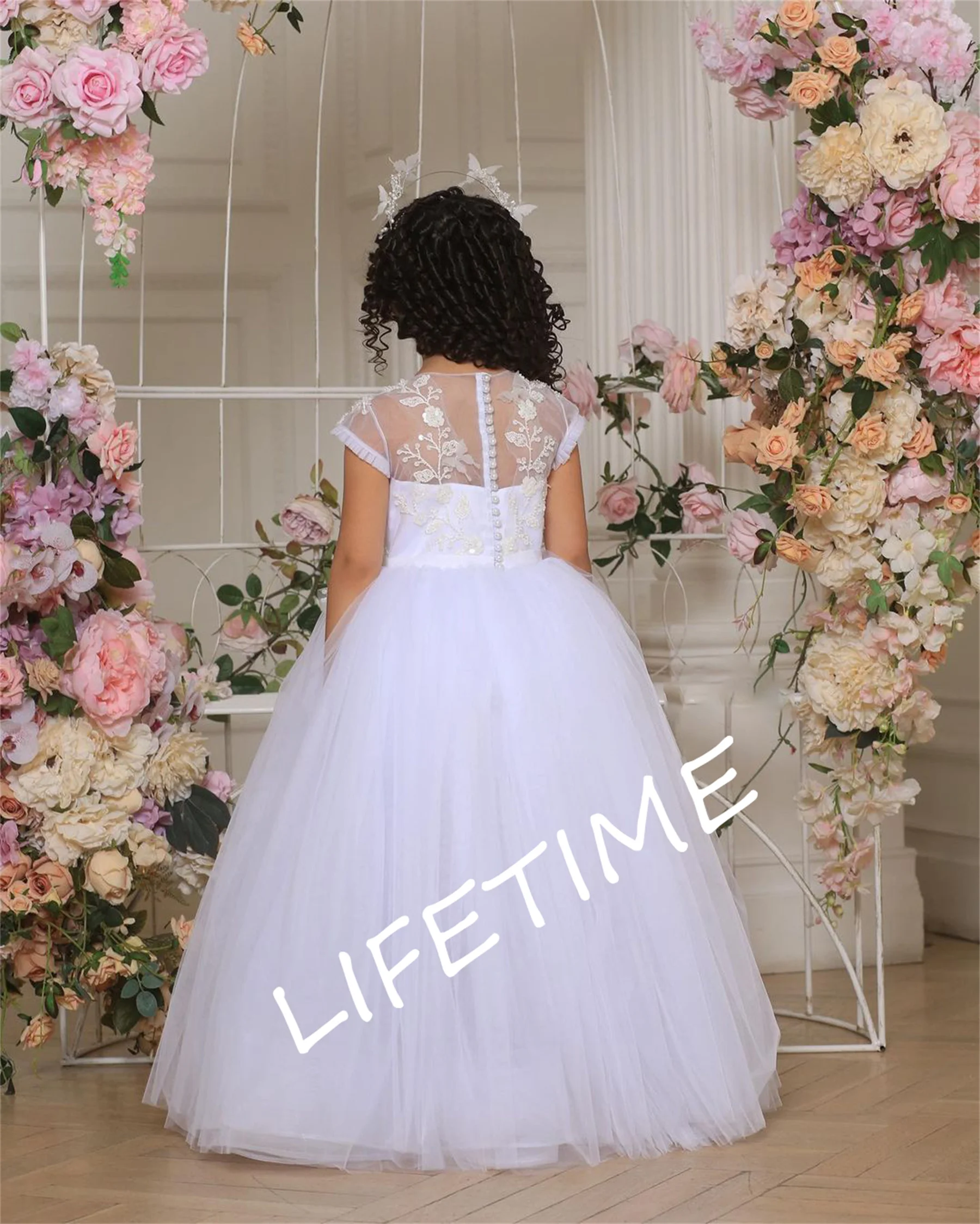 

Puffy Ivory Flower Girl Dress Pretty Girl Dress Princess Dress First Communion Dress Cap Sleeve Girl Wedding Party Dress