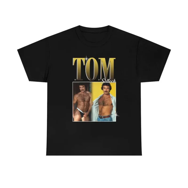 

Tom Selleck shirt Adult Regular Fit Crew Necked Tees Cotton Men's Printed Tops Men's clothing