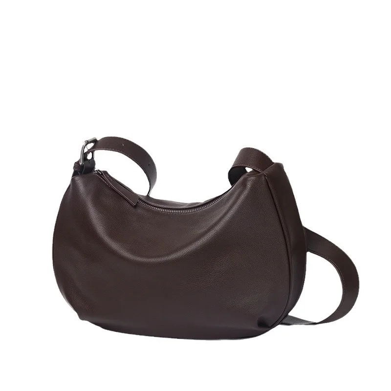 

Fashion Trendy Genuine Leather Crossbody Bags For Women 2024 New Soft Cowhide Handbag Half Moon Bag Female Underarm Shoulder Bag