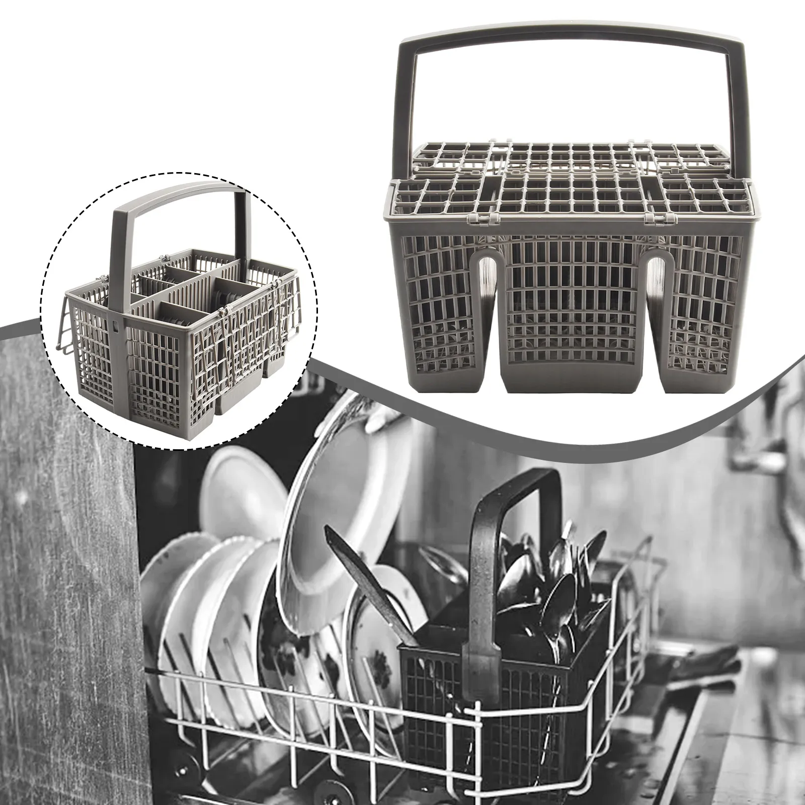 Parts Cutlery Basket Replacement 1pc Dishwasher Fittings For Bosch SMZ5100 For Siemens SZ73100 Gray Plastic Practical 5
