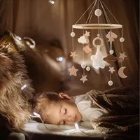 Cloche Mobile en bois pour bébé de 0 à 12 mois, hochet, lit, berceau pour nouveau-né, mobile avec boîte à musique, cloche de lit, jouets suspendus, support de berceau 6