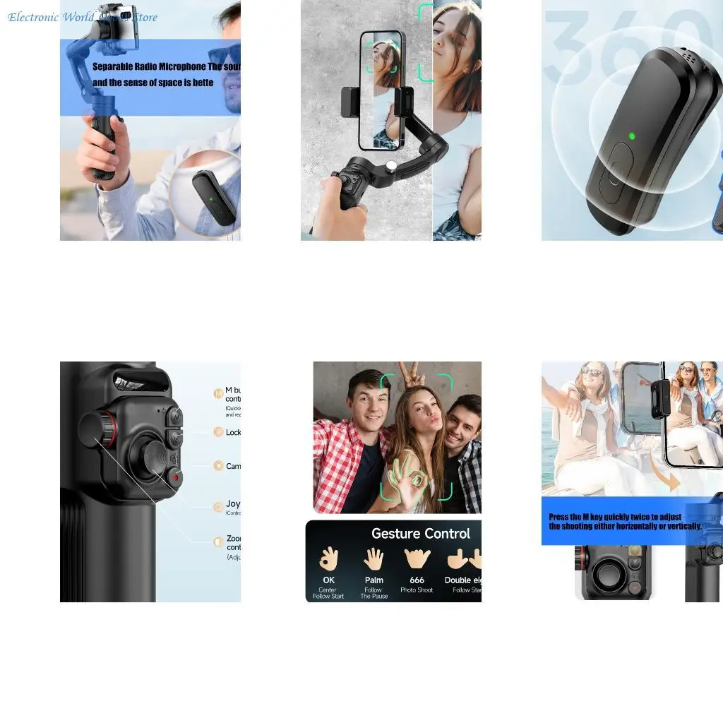 A3PD Foldable Phone Stabilizer AI Auto Trackings Fill Light Builts In Clip Lapel Mics For Travel Outdoor Vlog