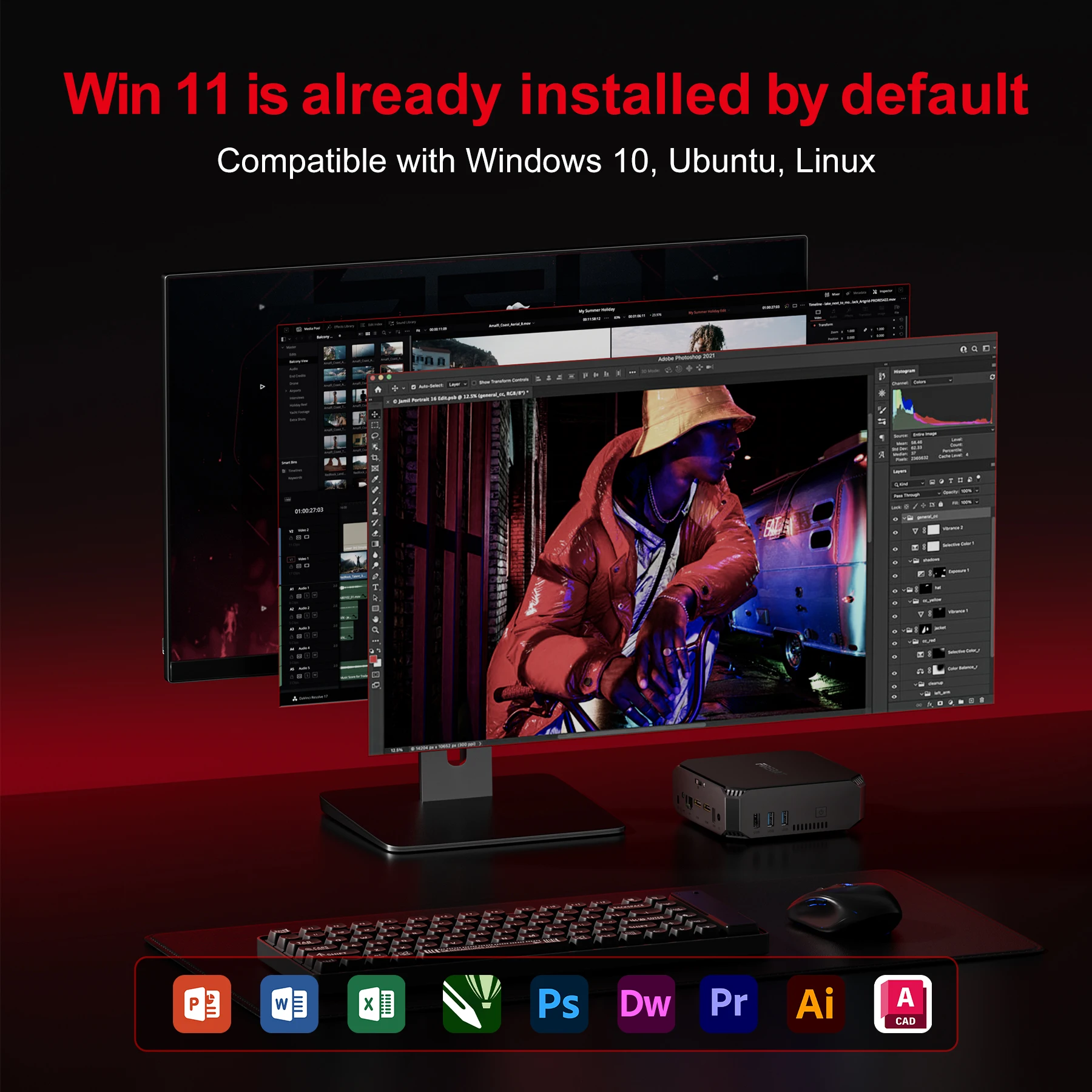 FIREBAT AK2 PLUS MiniPC Intel N150 Dual Band WiFi5 BT4.2 16GB 512GB Desktop Gaming Computer Mini PC Gamer 4
