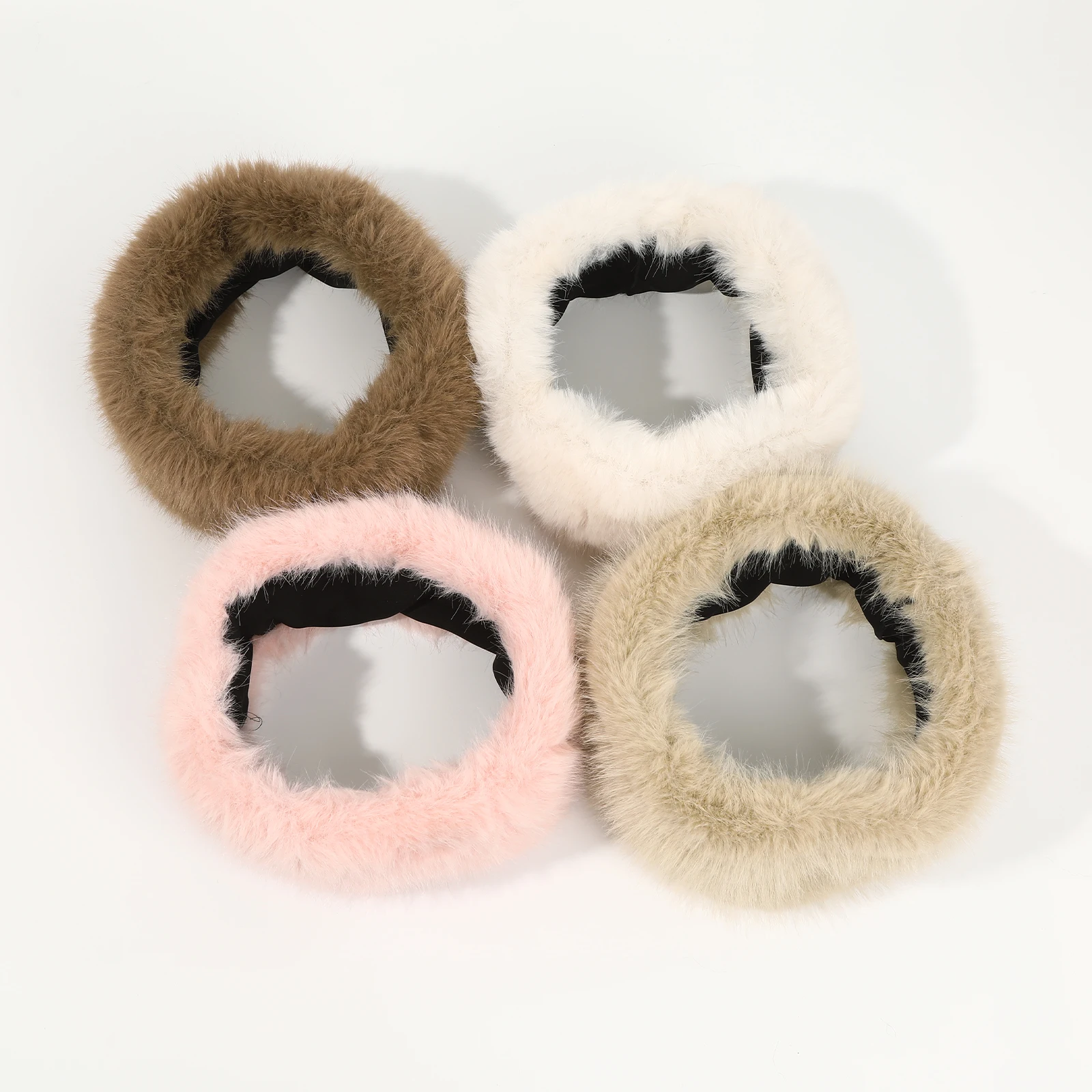 1pc Autumn Winter Plush Fur Headband for Women Fluffy Elastic Cold-Proof Hair Bands Ring Outdoor Travel Cute Lady Warm Hat