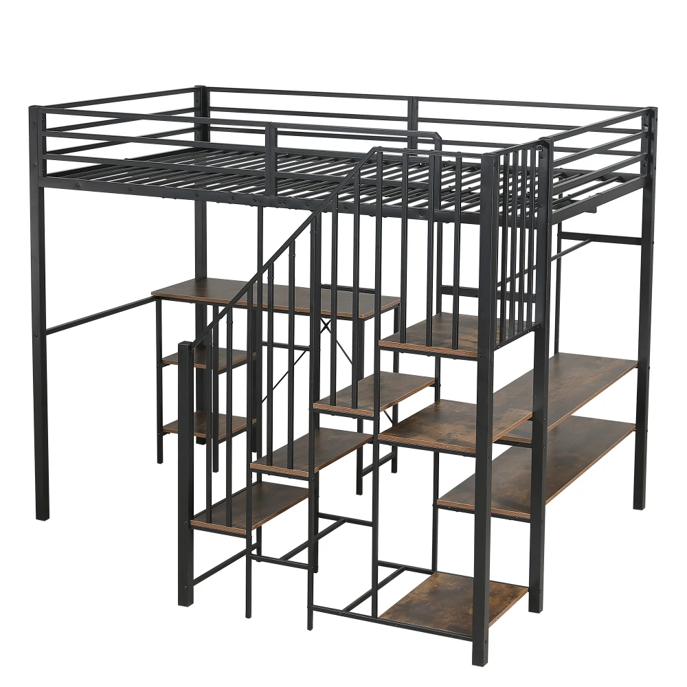 120 x 200 cm großes Etagenbett aus Eisen, für Kinder und Jugendliche, Eckschrank mit Stauraum, Bett mit Tisch und Ablagefach – Detail 17