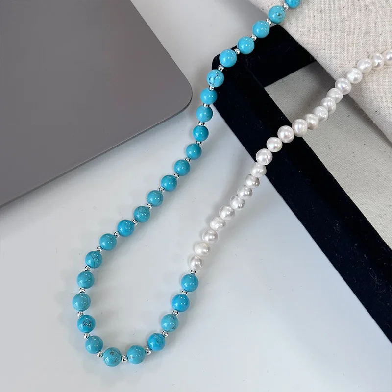 

Exotic Dainty 8mm Turquoise South Sea 7-8mm White Real Pearl Necklace Length Adjustable 14K Gold Filled Free Shipping