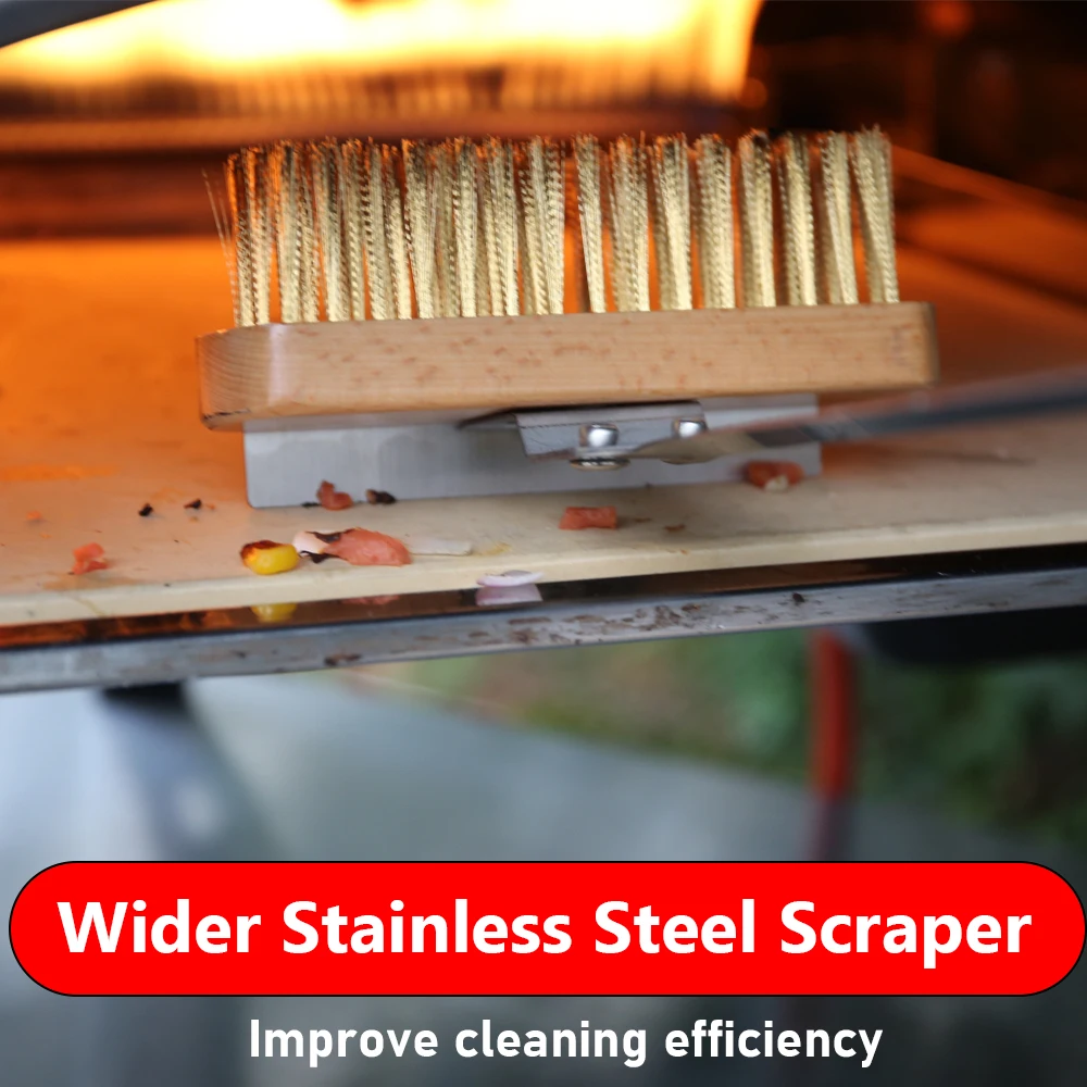 Oven Cleaning Brush SHANGPEIXUAN Stainless Steel Handle Pizza Oven Copper Brush Scraper Household Grill Brass Cleaning Brush Oven Accessories