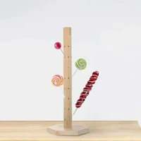 1pc Wood 360° Rotate Lollipop Holder Decorative Round Hole Earrings Display Stand Candy Holder 360 ° Lollipop Display Earrings 1