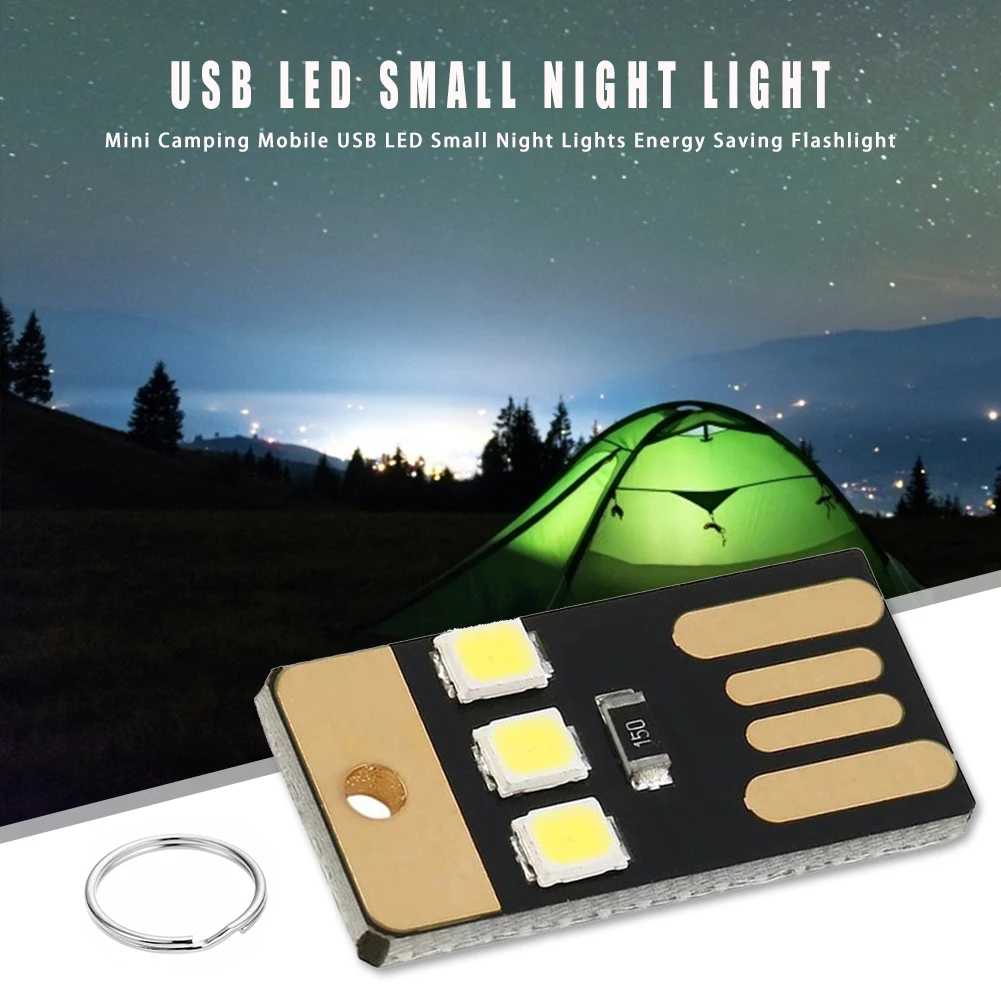 Mini LED Night Light Outdoor Flashlight 1/5Pcs For Camping Hiking Emergency 0.2W 5V Ultra-thin Chips Pocket Card Lamp