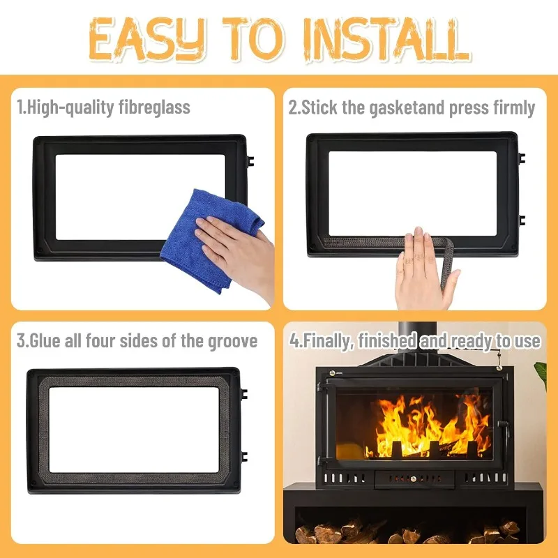 Stove Rope Seal Gasket 20/25MM Flat Self Adhesive Fiberglass for Woodburning Coal Stove Fireplace