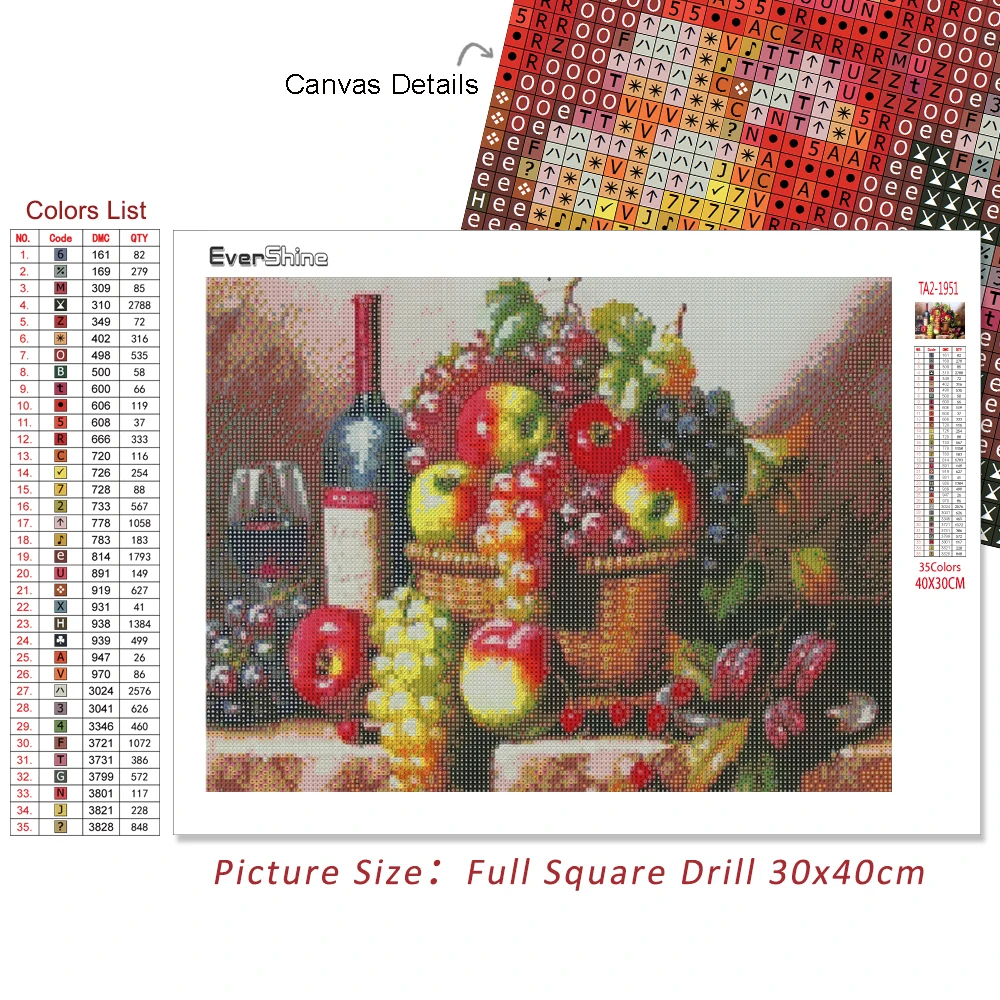 Diamond painting Evershine 5D Diamond Painting Fruit Cross Stitch Mosaic Diamond Embroidery for kitchen home decor