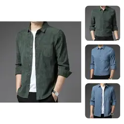 Chemise à col rabattu pour hommes, chemise de printemps résistante à l'usure, chemise d'affaires 