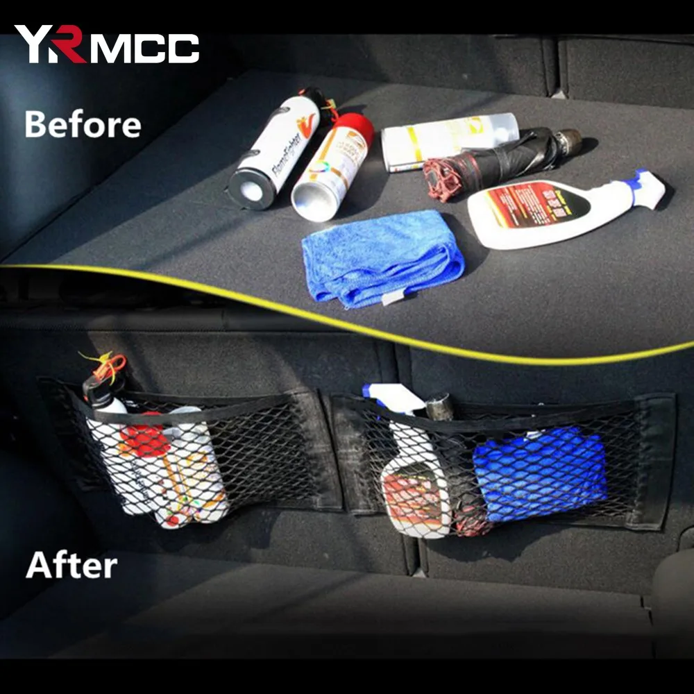 Car Storage Bag Car Back Rear Trunk Bag Organizer Mesh Net Auto Seat Back Storage Pocket Universal Car Stowing Tidying Elastic String Net