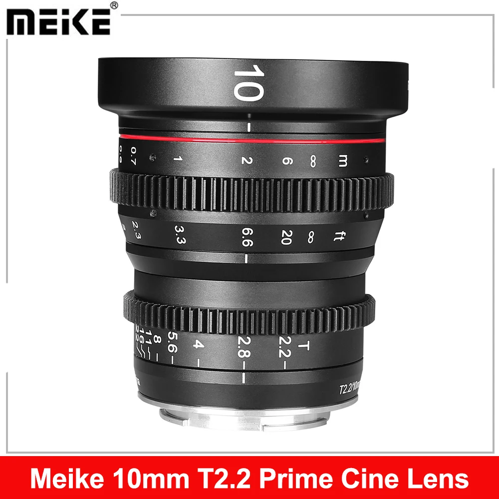 Meike 10mm T2.2 Large Aperture Manual Focus Low Distortion APS-C S35 Format Mini Prime Cine Lens
