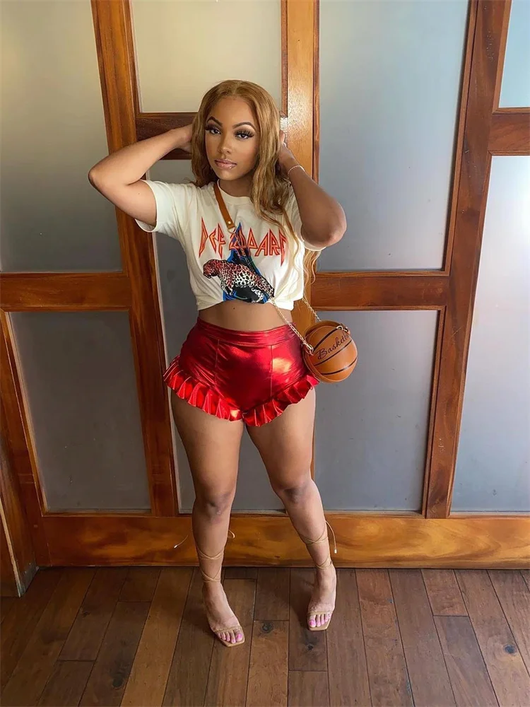 

2023 Summer Sexy Shorts Ruffles Women Design Fashion Short Pants y2k Streetwear Casual High Waist Club elastic Shorts Wholesale