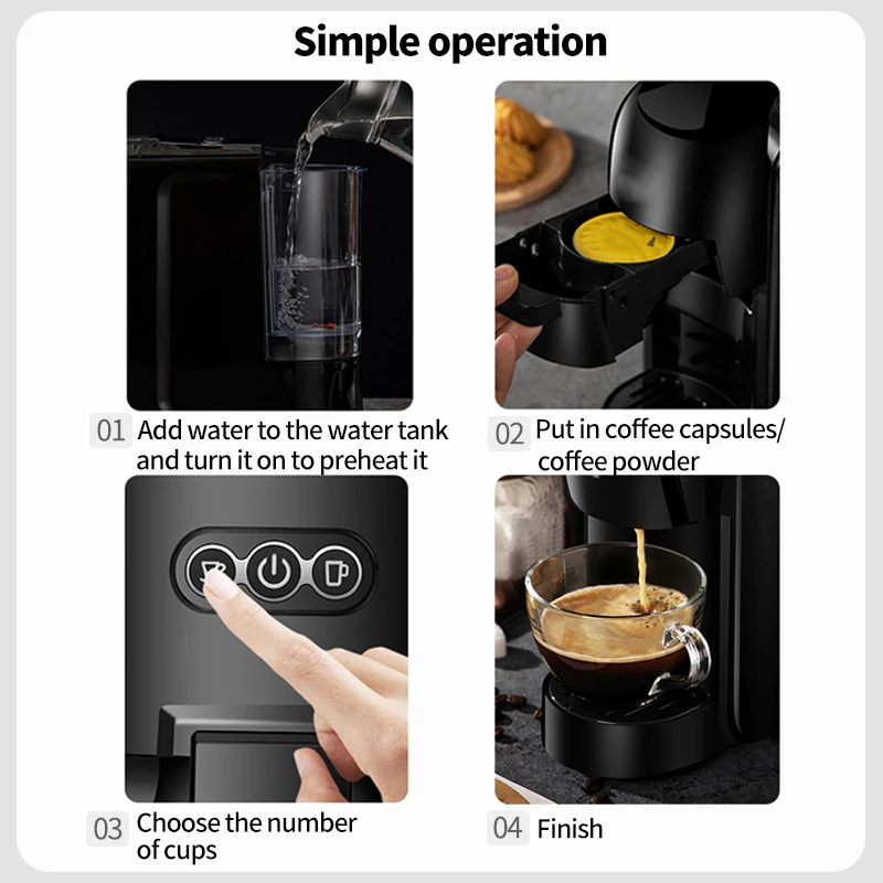 Capsule coffee machine 3 in 1 Expresso coffee machine American Coffee machine Automatic coffee machine 19Bar 4