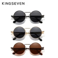 KINGSEVEN haute qualité gothique Steampunk lunettes de soleil polarisées hommes femmes marque concepteur Vintage rond métal cadre lunettes de soleil 4