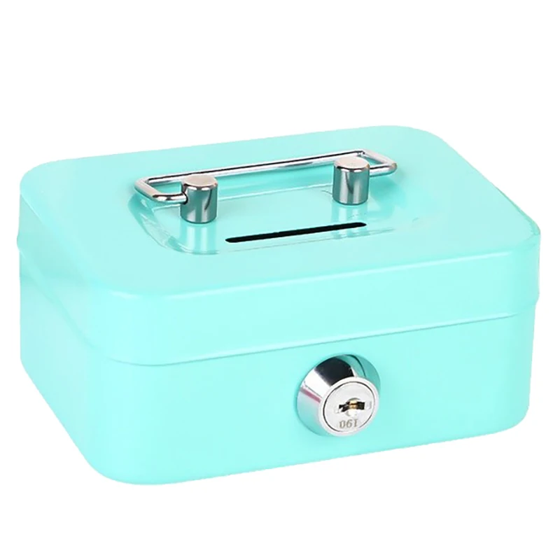 Portable Mini Key Safe Money Box Steel Piggy Bank Sturdy Lockable Coin Box Cash Storage Hidden For Home Store Suitcase