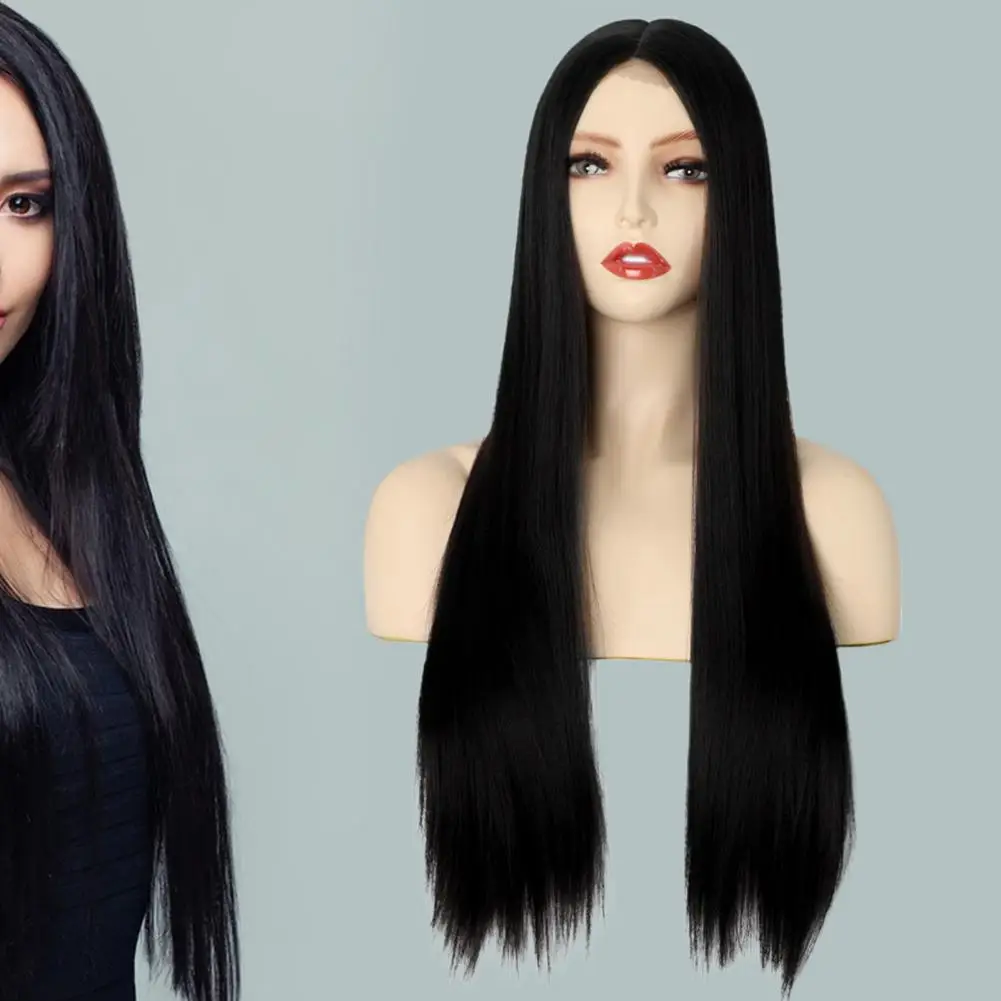 Hair Wig High Temperature Silk Feminine Fluffy Natural Looking Soft Touch Hair Styling Cosmetics Tool Women Black Long Straight