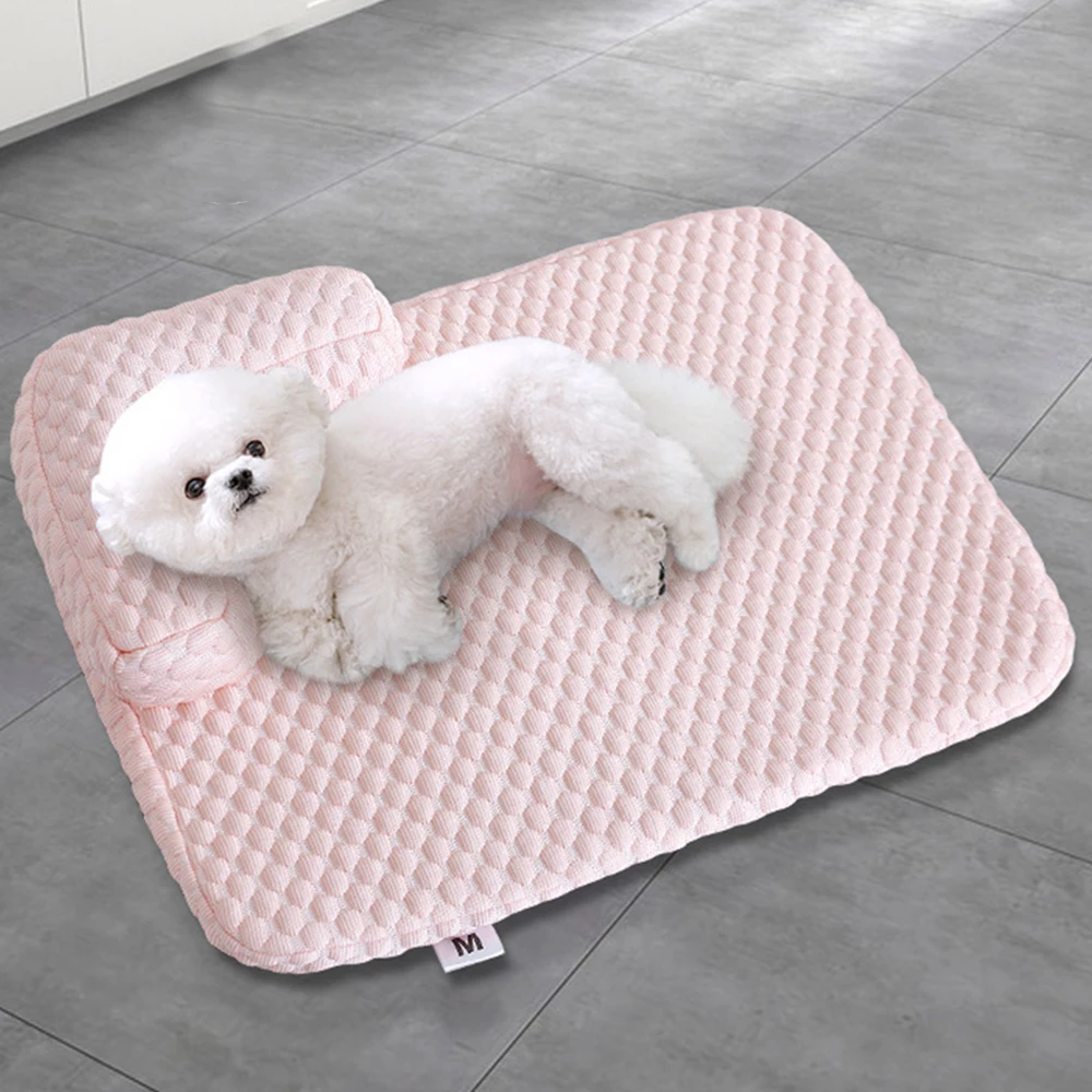 여름 반려동물 침대 아이스 실크 쿨링 매트, 아늑한 고양이 강아지 수면 패드, 개 사육장 둥지, 탈착식 세척 가능 쿨링 소파